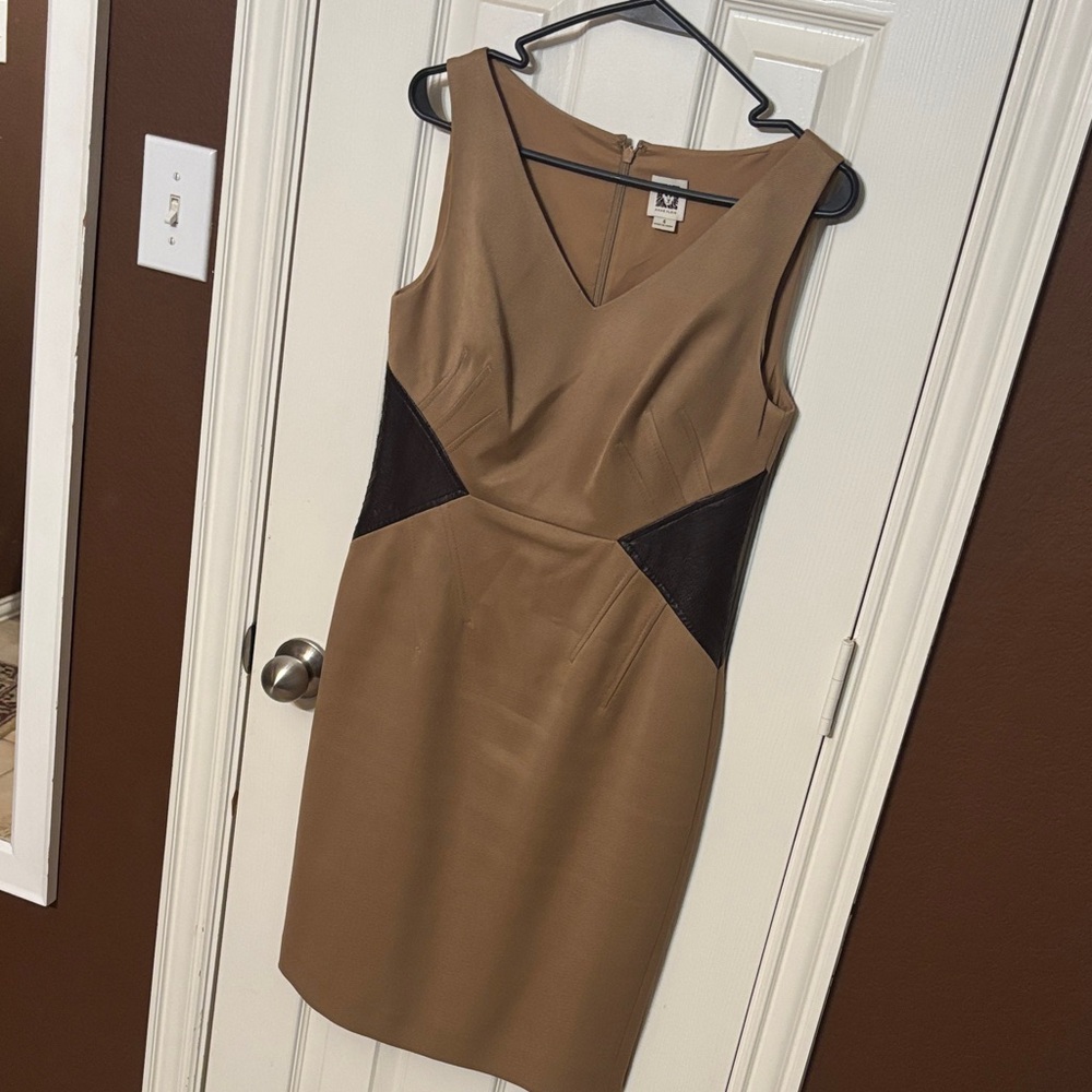 Anne Klein Tan and Brown Sheath Dress